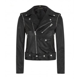 Genuine Ladies Style Black Leather Motorcycle Jacket