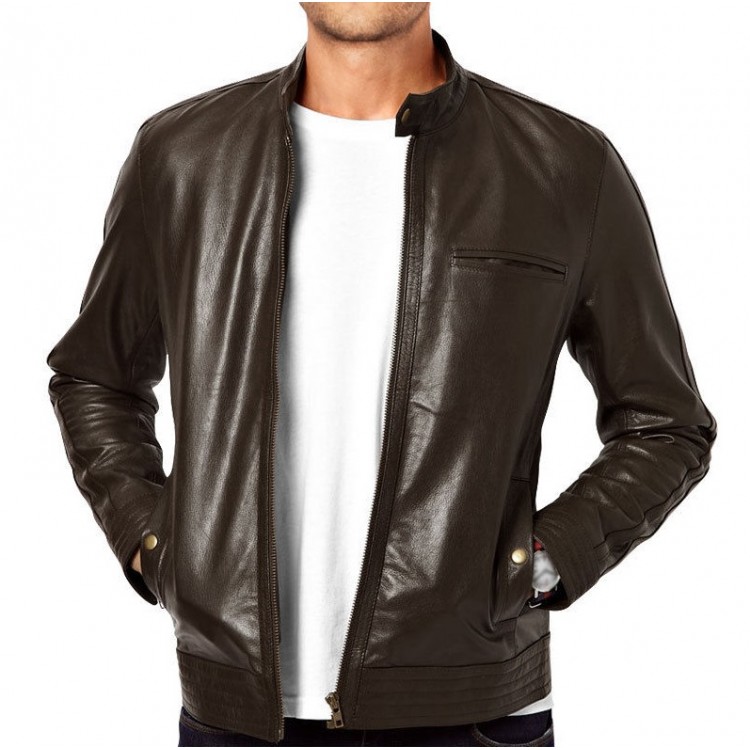 Mens Bright Brown Real & Long-Life Quality Leather Ultra-Stylish Boxed Jacket