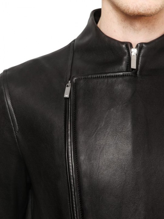 Black Motorcycle Style Leather Jacket for Men