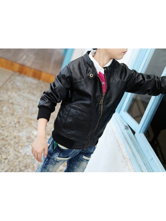 Black Leather Jacket for Toddler Boy