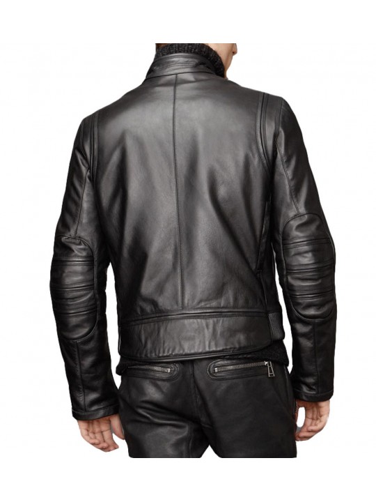 Black Real Motorcycle Leather Jackets for Men