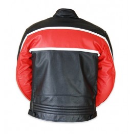 Classic Mens Red Leather Motorcycle Style Jacket