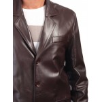 Coat Style Mens Dark Brown Leather Blazer