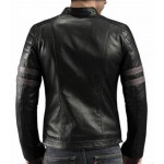 Genuine Black Fitted Motorbike Jacket for Men