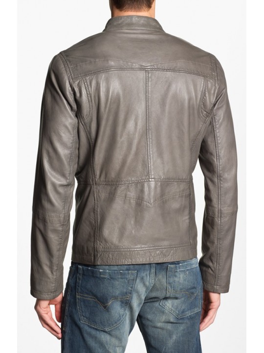 High Quality Mens Grey Leather Jacket