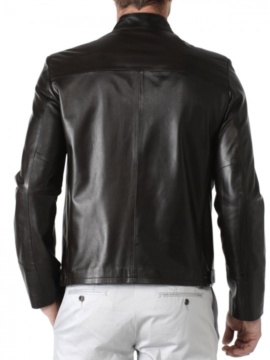 Mens Black Pure Lambskin Leather Jacket