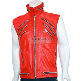Mens Custom Made Motorcycle Red Leather Vest
