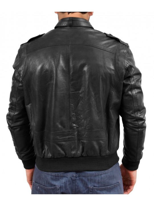 Mens Flying Casual Leather Bomber Jacket