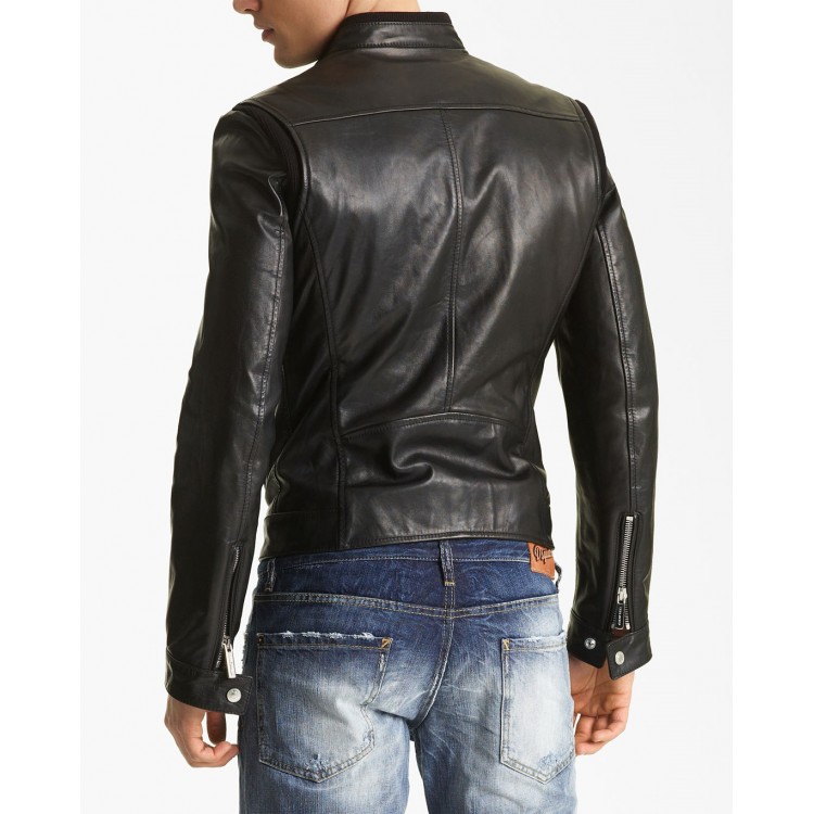 New Mens Leather Motorcycle Jacket Slim fit Leather Jacket Coat A600