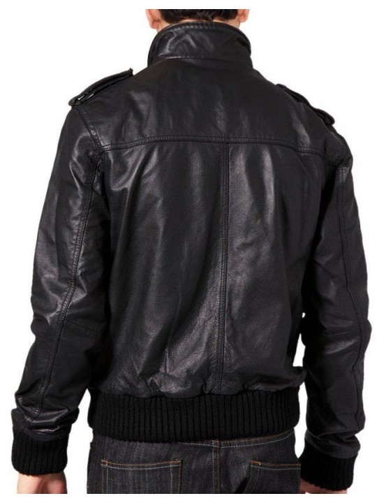 Soft Sheepskin Front Zipped Bomber Jacket Mens Fashion
