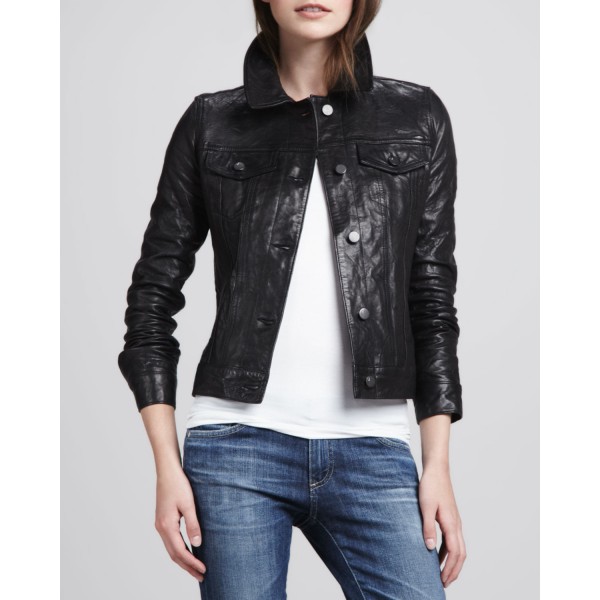 Stylish Moto Black Leather Jacket For Women