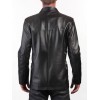 Three Button Blazer Style Black Leather Coat for Men