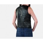 Womens Soft Black Leather Motorcycle Riding Vest
