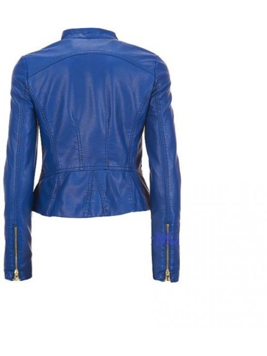 Best Blue Girls Leather Motorcycle Jacket for Sale
