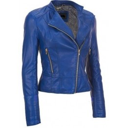 Best Blue Girls Leather Motorcycle Jacket for Sale