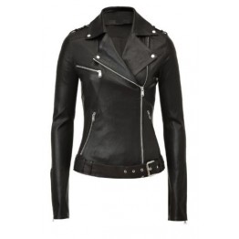 Real Iconic Womens Black Leather Moto Jacket Sale