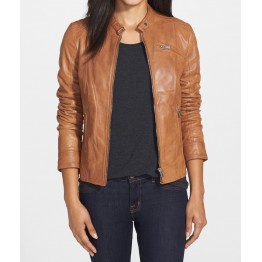 Real Womens Designer Brown Leather Jacket