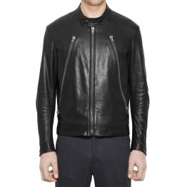 Retro Style Black Moto Leather Riding Jacket for Men