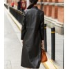Women Fashion Real Leather Long Trench Winter Coat