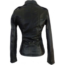 Womens Custom Black Leather Outerwear Riding Jacket