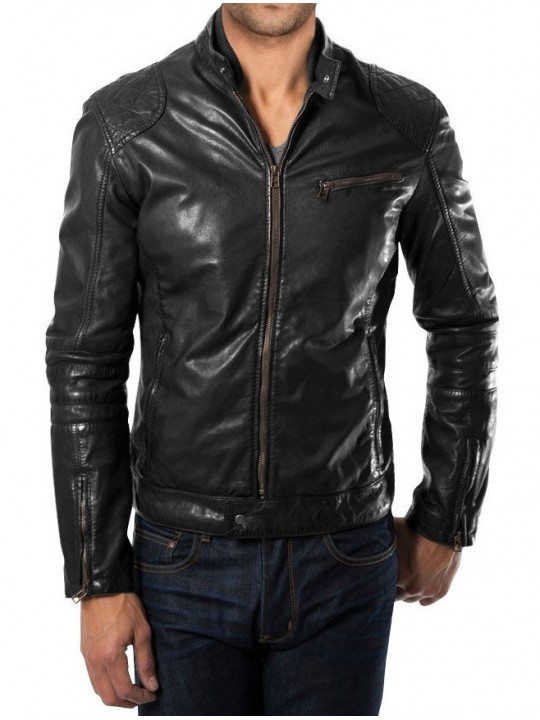 Lightweight Stylish Mens Black Leather Jacket