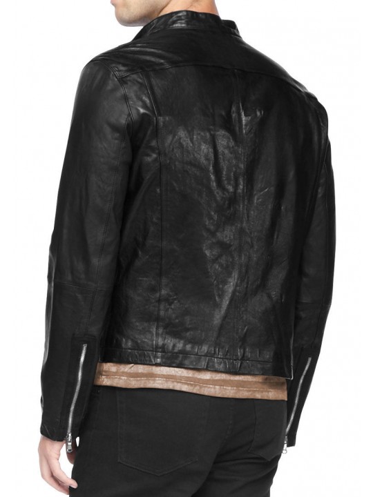Mens Summer Short Black Leather Jacket