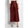New Fashion Womens Burgundy Leather Culottes Trousers Pants