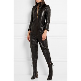 New Trend Ladies Dressy black Lace-up Leather Jumpsuits