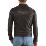 Simple Elegant Dark Brown Mens Leather Jacket