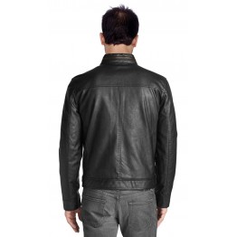 Stylish Mens Black Leather Biker Style Jacket