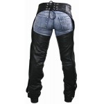 Braided Black Leather Chaps Pants for Women