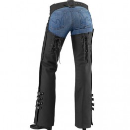 Womens Custom Fit Natural Black Leather Riding Chaps