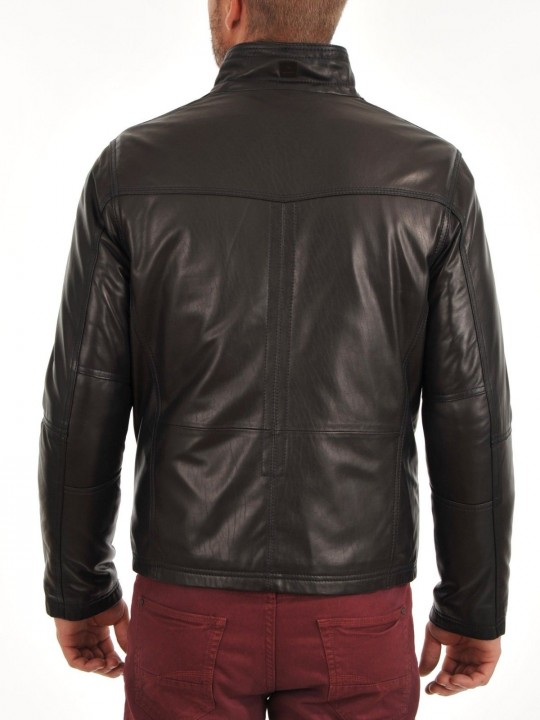 Mens Genuine Fashion Lightweight Black Leather Jacket