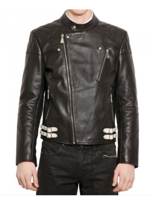 Black Leather biker Jacket for Men