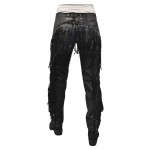 Cool Cut Fringe Black Leather Motorcycle Riding Chap for Women