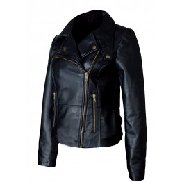 Cool Womens Black Leather Biker Style Jacket