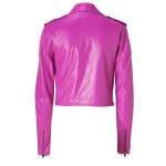 Female Fashion Pink Leather Motorcycle Jacket