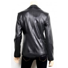 Hot Designer Black Leather Blazer Jacket Coat for Women