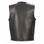 Mens Seamless Design Zipper Front Black Leather Vest