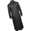 Mens Classic Real Sheepskin Black Long Leather Trench Coat