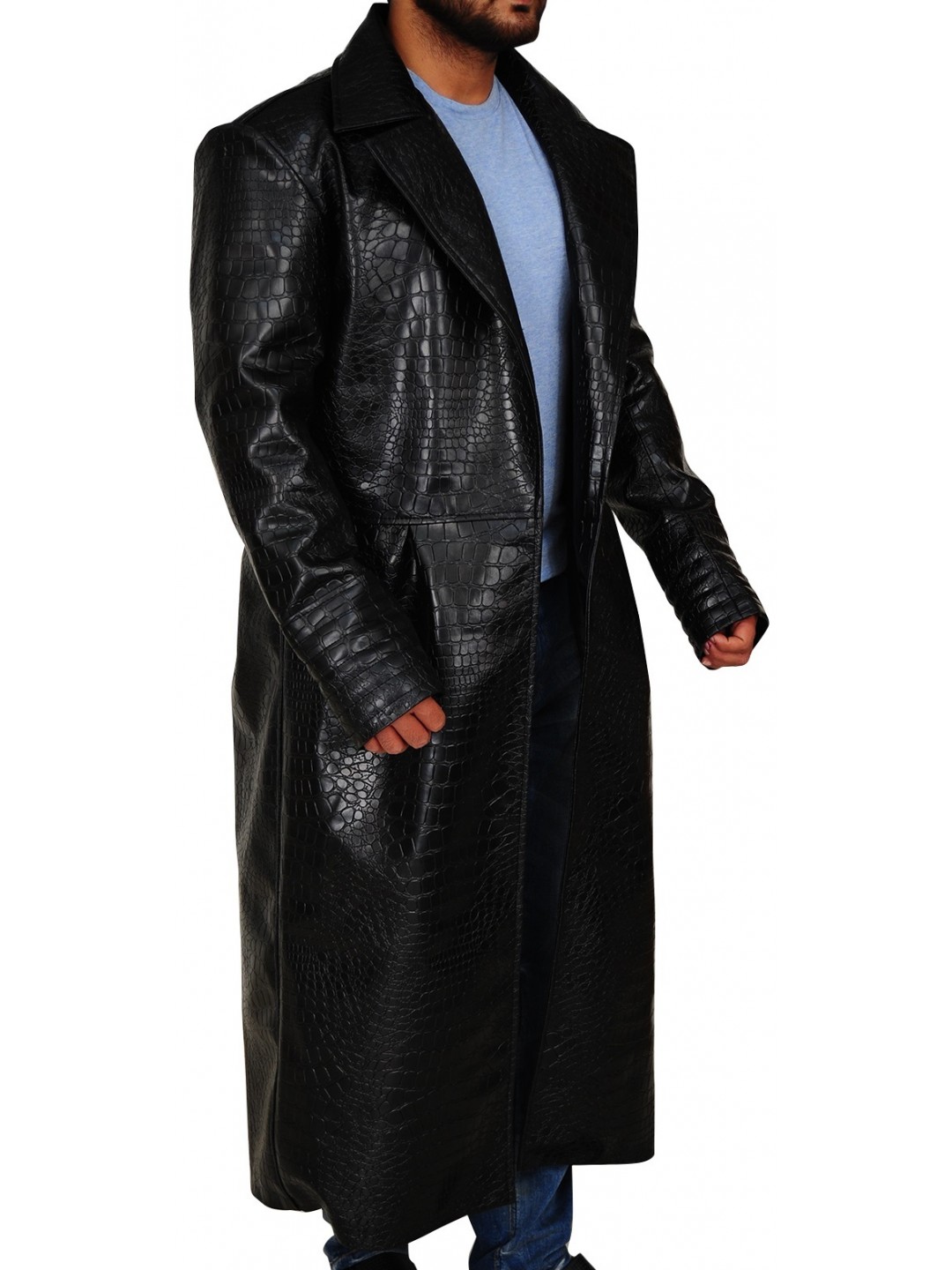 ジャケット・アウター Crocodile trench coat Amazon.com: Crocodile Printed Leather Long Trench Coat For