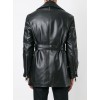 Men's Genuine Real Soft Black Leather Long Jacket Trench Coat