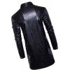 Mens New Fashion Real Sheepskin Black Leather Coat