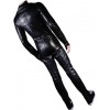 Mens Biker style real sheepskin black motorcycle leather jumpsuit