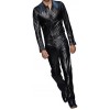 Mens Trendy Real Sheepskin black Leather Jumpsuit