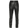 Men Regular Fit Black Leather Trouser Pants