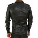 Mens Fabulous Look Real Sheepskin Black Leather Shirt
