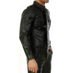 Mens Fabulous Look Real Sheepskin Black Leather Shirt