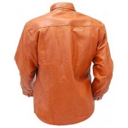 Mens Perfect Look Real Sheepskin Tan Brown Leather Shirt