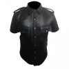 Mens Very Hot Genuine Black & Blue Leather Shirt
